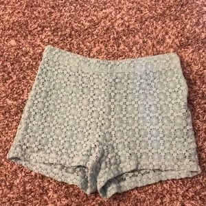 Blue Lace High Waisted Shorts